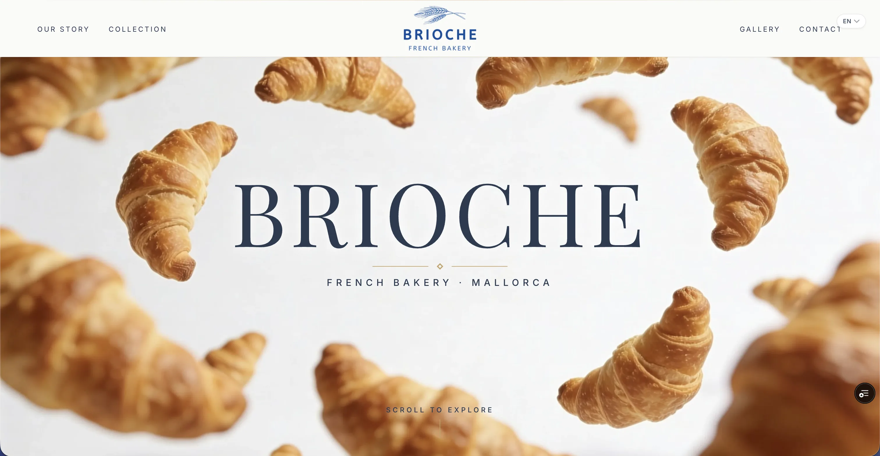 Brioche Mallorca, Elegant hospitality website for a premium bakery and café brand in Mallorca, Spain.
