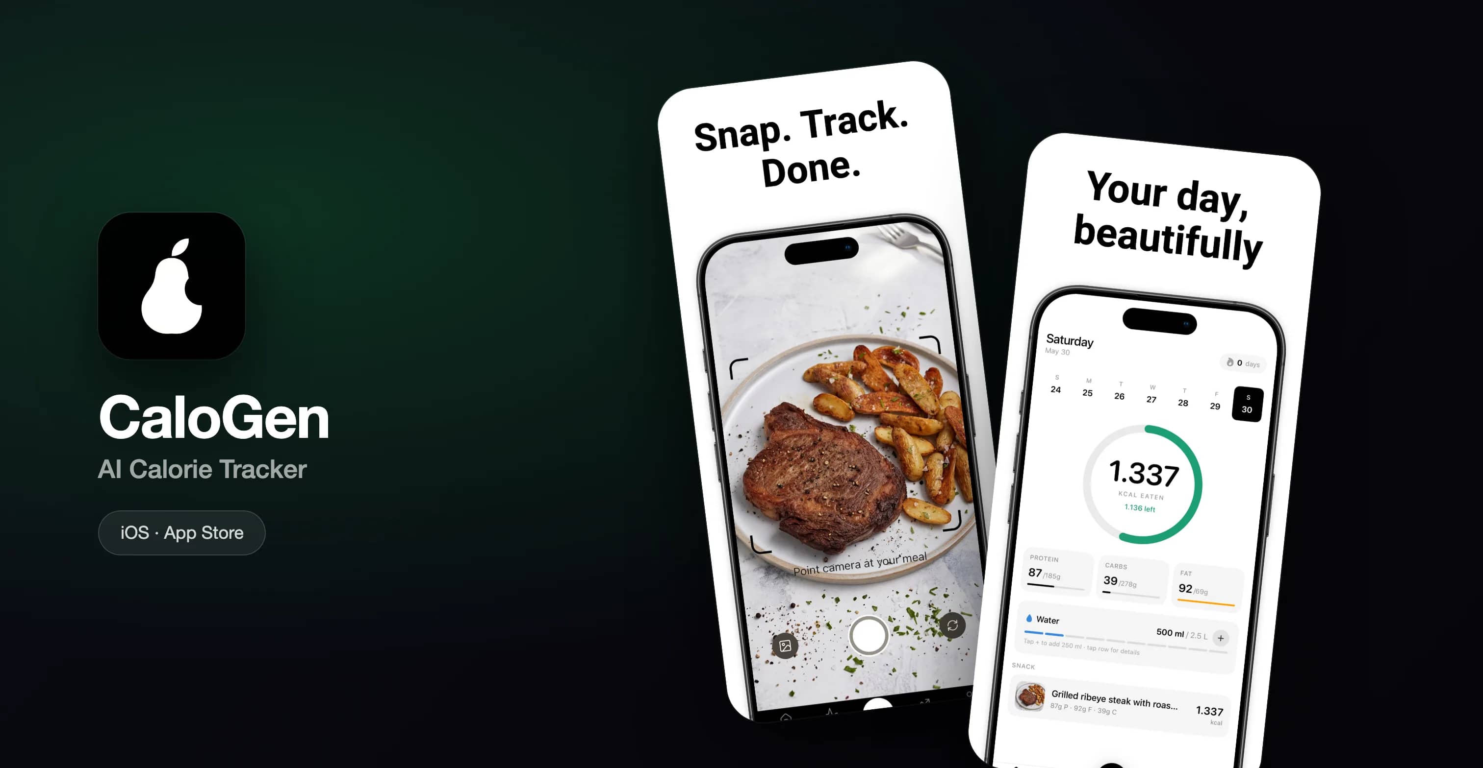 CaloGen, Live on the App Store in 11 languages, reading calories and macros straight from a photo of a meal, including regional dishes other trackers miss.