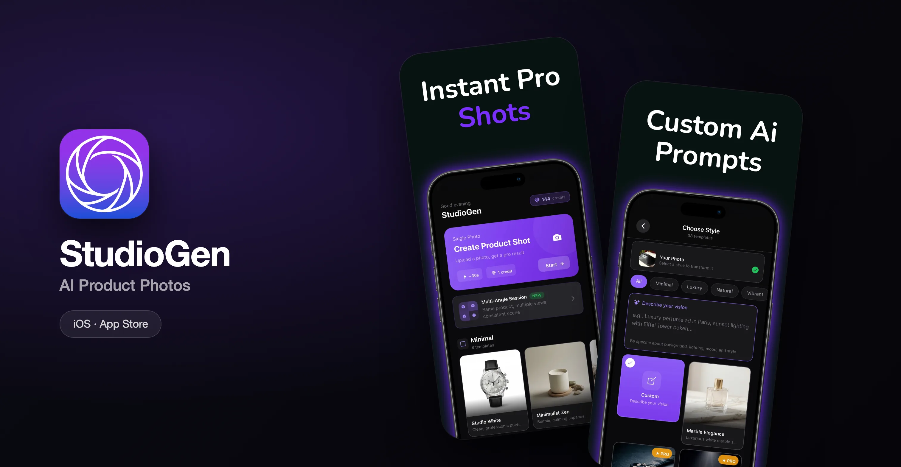 StudioGen, Live on the App Store in 8 languages, turning a phone snapshot into studio-grade product photography with no studio and no photographer.