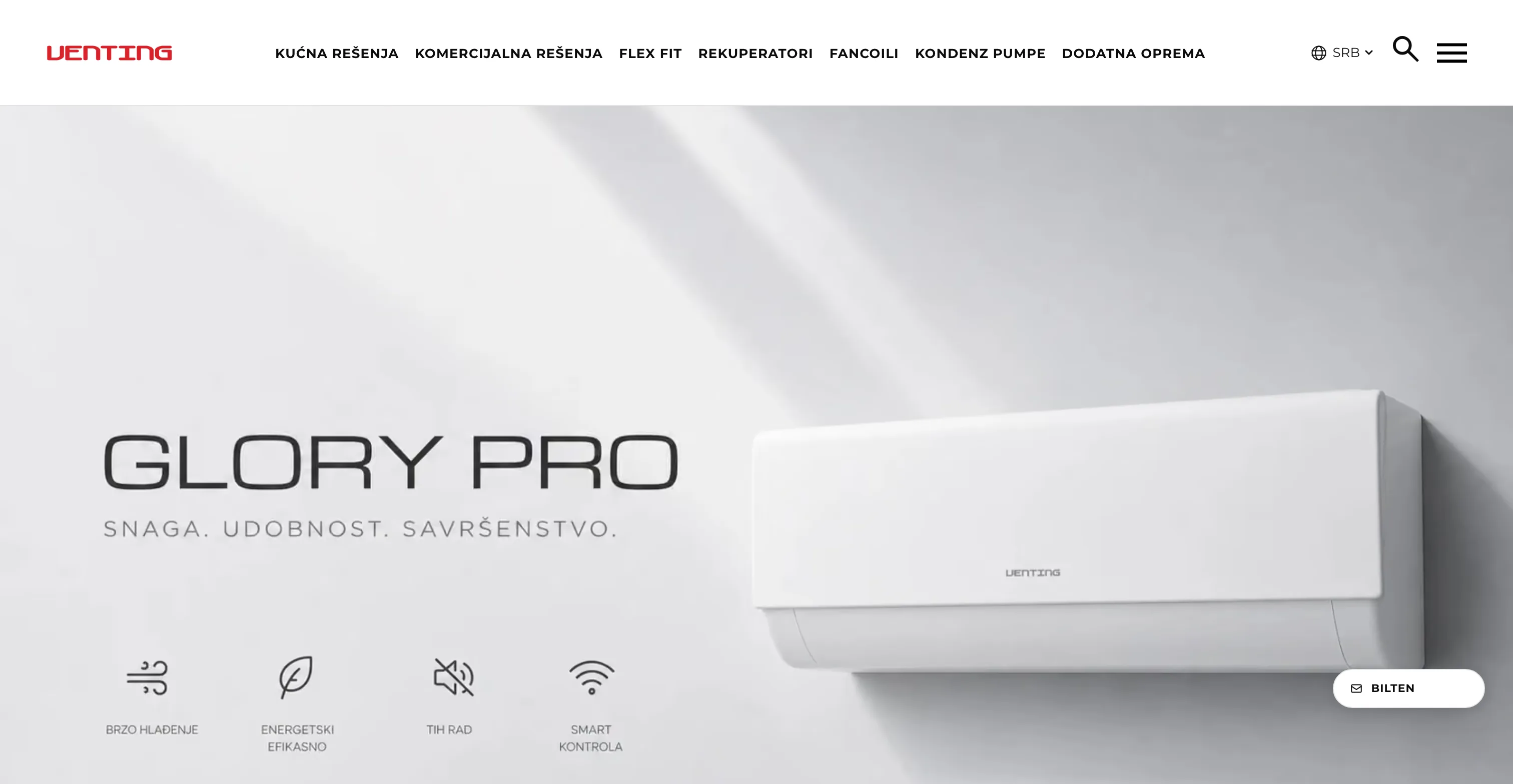 Venting, Product catalogue site for an air conditioning and ventilation supplier, covering home and commercial systems.